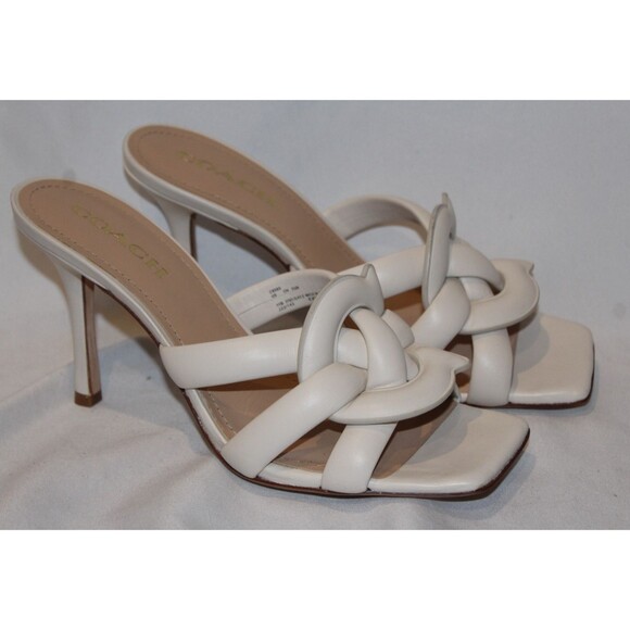 Coach Kellie Leather Sandals in Chalk US 11 NEW - Picture 1 of 5